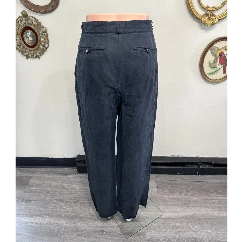 Vintage Chanel Boutique Pleated Charcoal Linen Trousers Size S
